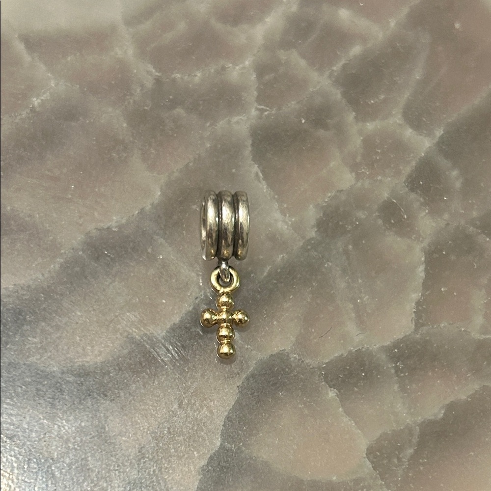 Pandora sterling silver and gold cross charm